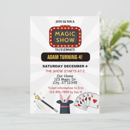 Magic Show Birthday Party 招待状 (スタンド正面)