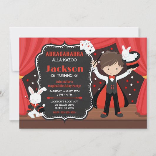 Magic Show Boy Magician Birthday Party 招待状 (正面)