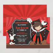 Magic Show Boy Magician Birthday Party 招待状 (正面/裏面)