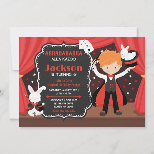 Magic Show Boy Magician Birthday Party 招待状 (正面)