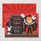 Magic Show Boy Magician Birthday Party 招待状 (正面/裏面)