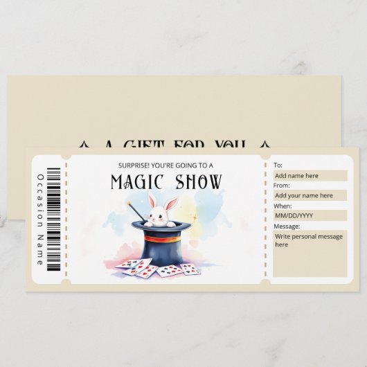 Magic Show Gift Certificate Template 招待状 (正面/裏面)