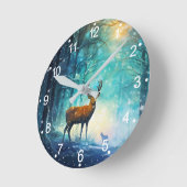 Magic Snowy Forest Art-82109 ラウンド壁時計 (傾斜)