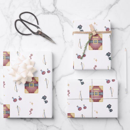 Magic Spell Books Witchcraft Kids Birthday ラッピングペーパーシート (正面)