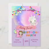 Magic Unicorn - 1st Birthdayパーティの招待状 招待状 (正面)