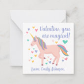 Magic Unicorn Kids Classroom Valentine Card ノートカード (正面)