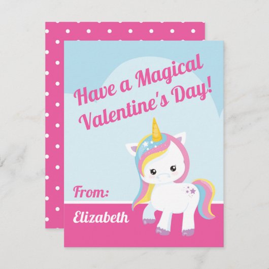 Magic Unicorn Valentine's Classroomノートカード ノートカード (正面/裏面)