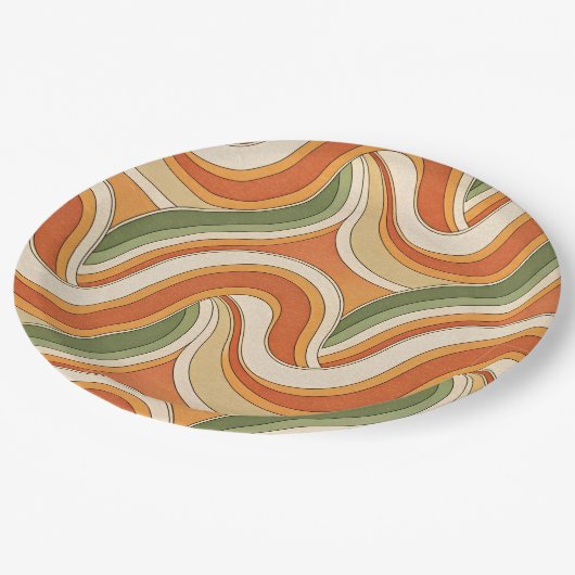 Magic Waves Pattern ペーパープレート (アングル)