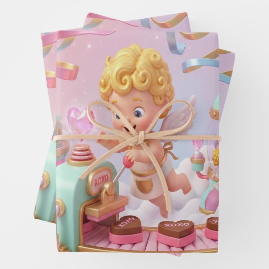 Magical 3D Cupid’s Valentine Gift Factory Scene ラッピングペーパーシート (インサイチュ)