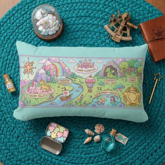 Magical Adventures Map Kids Nursery Pillow ランバークッション