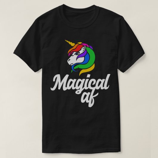 Magical AF  Magic unicorn retro rainbow tee s  Tシャツ (デザイン正面)