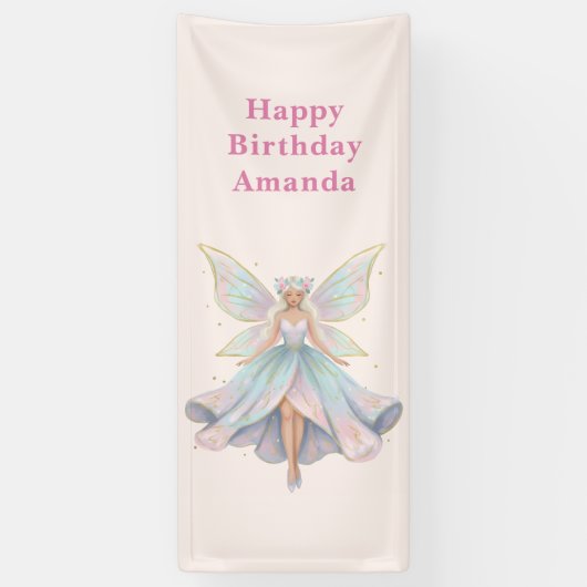 Magical Angel Fairy Pastel Colors Birthday 横断幕 (縦)