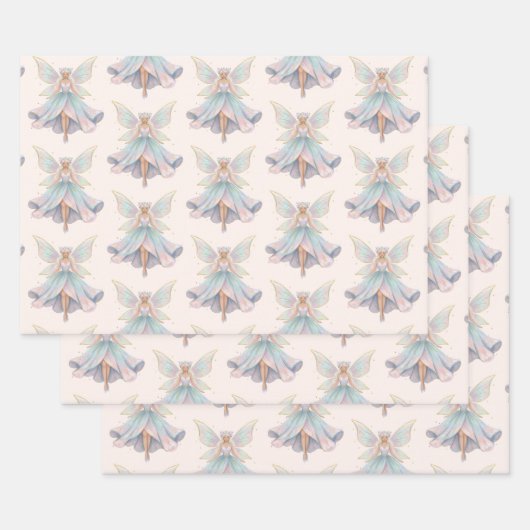 Magical Angel Fairy Pastel Colors Pattern ラッピングペーパーシート (セット)