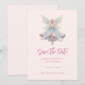 Magical Angel Fairy Pastel Colors Save The Date セーブザデート (正面/裏面)