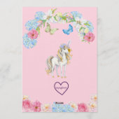 Magical Asian Princess Unicorn Birthday 招待状 (裏面)