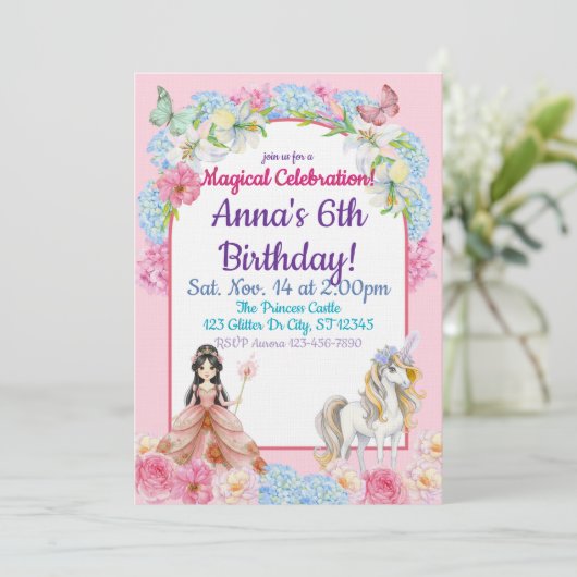 Magical Asian Princess Unicorn Birthday 招待状 (スタンド正面)