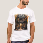 Magical Autumn Book House Halloween Illustration Tシャツ (正面)