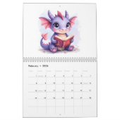 Magical Baby Dragons Reading Whimsical Fantasy Art カレンダー (2月 2026)