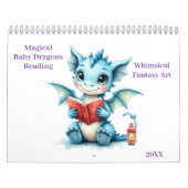 Magical Baby Dragons Reading Whimsical Fantasy Art カレンダー (カバー)