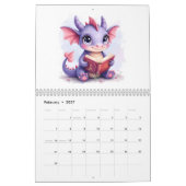 Magical Baby Dragons Reading Whimsical Fantasy Art カレンダー (2月 2027)