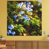 Magical Bioluminescent Fungi - Deep Forest キャンバスプリント (インサイチュ (リビング))