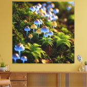 Magical Bioluminescent Fungi - Deep Forest キャンバスプリント (インサイチュ (リビング))