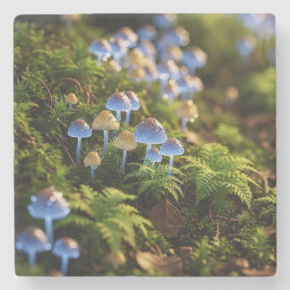 Magical Bioluminescent Fungi - Deep Forest ストーンコースター