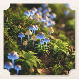 Magical Bioluminescent Fungi - Deep Forest ペーパーコースター