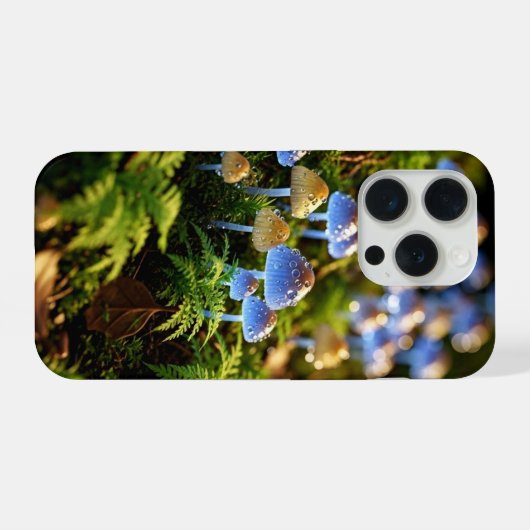 Magical Bioluminescent Fungi - Deep Forest iPhoneケース (裏面横)