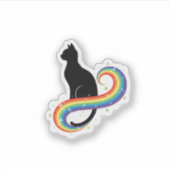 Magical Black Cat With Rainbow Tail Aesthetic  シール (正面)