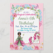 Magical Black Princess Unicorn Birthday 招待状 (正面)