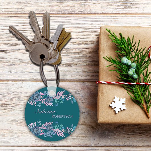 Magical Blooms Personalize Name キーホルダー