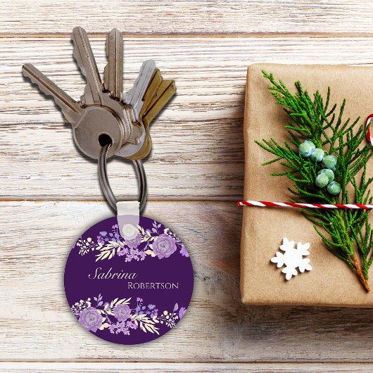 Magical Blooms Personalize Name キーホルダー