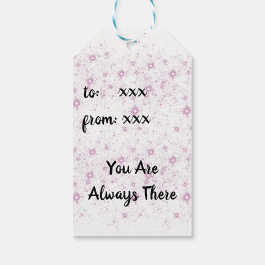 Magical blue butterfly pink glitter art ギフトタグ (裏面)