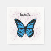 Magical blue butterfly pink glitter art スタンダードカクテルナプキン (正面)