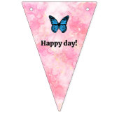 Magical blue butterfly pink glitter art バンティングフラッグ (第1の旗)