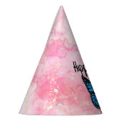 Magical blue butterfly pink glitter art パーティーハット (左)