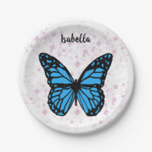 Magical blue butterfly pink glitter art