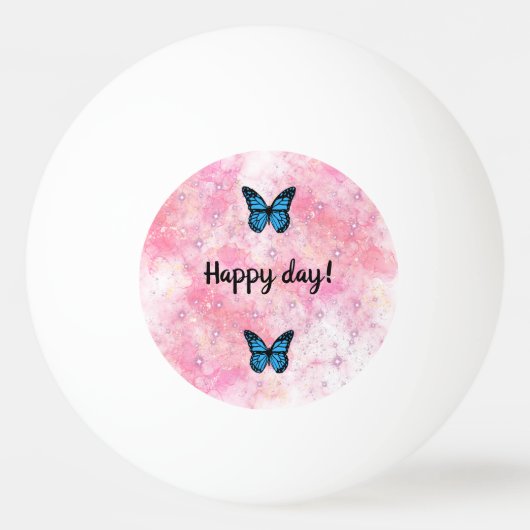 Magical blue butterfly pink glitter art 卓球ボール (正面)