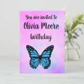 Magical blue butterfly pink glitter art  招待状 (スタンド正面)