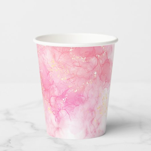 Magical blue butterfly pink glitter art 紙コップ (裏面)