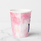 Magical blue butterfly pink glitter art 紙コップ (右)