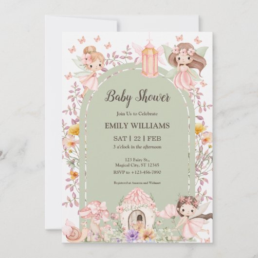Magical Boho Arch Fairy Baby Shower Invitations 招待状 (正面)