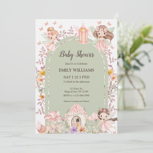 Magical Boho Arch Fairy Baby Shower Invitations 招待状 (スタンド正面)
