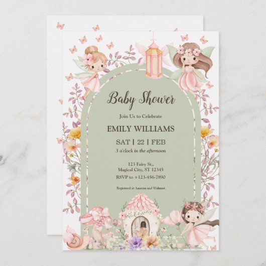 Magical Boho Arch Fairy Baby Shower Invitations 招待状 (正面/裏面)
