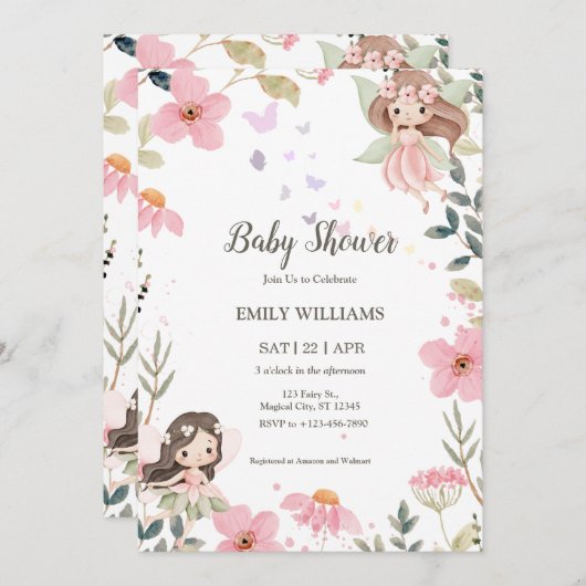 Magical Boho Fairy Baby Shower Invitatio 招待状 (正面/裏面)