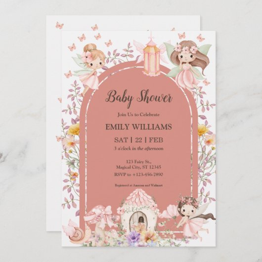 Magical Boho Fairy Garden Baby Shower Invitatio 招待状 (正面/裏面)