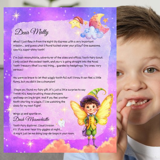 Magical Boys Tooth Fairy Keepsake Letter- Custom