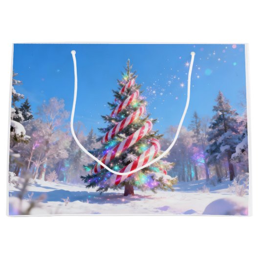 Magical Candy Cane Christmas Tree ラージペーパーバッグ (正面)