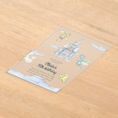 Magical Castle Cute Dragons Kids Birthday アクリル招待状 (レイダウン)